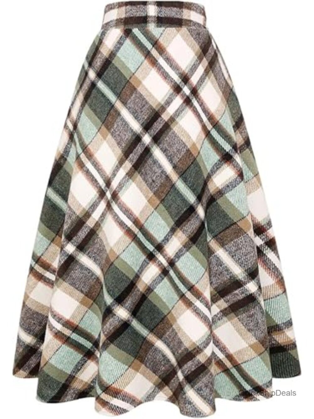 Women's Long Plaid High Waist A-Line Pleated Tartan Winter Midi Skirt